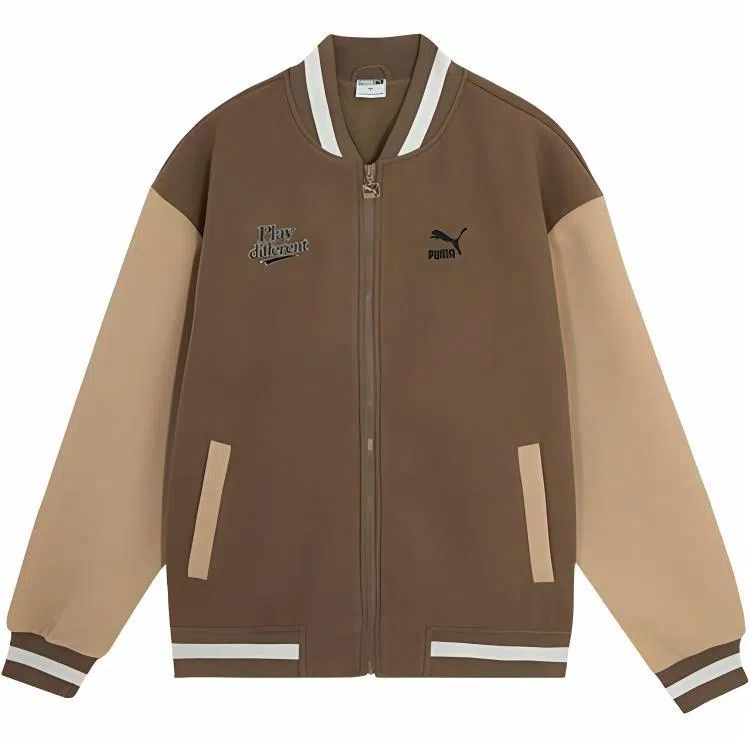 PUMA Retro Logo Zip Jacket Brown