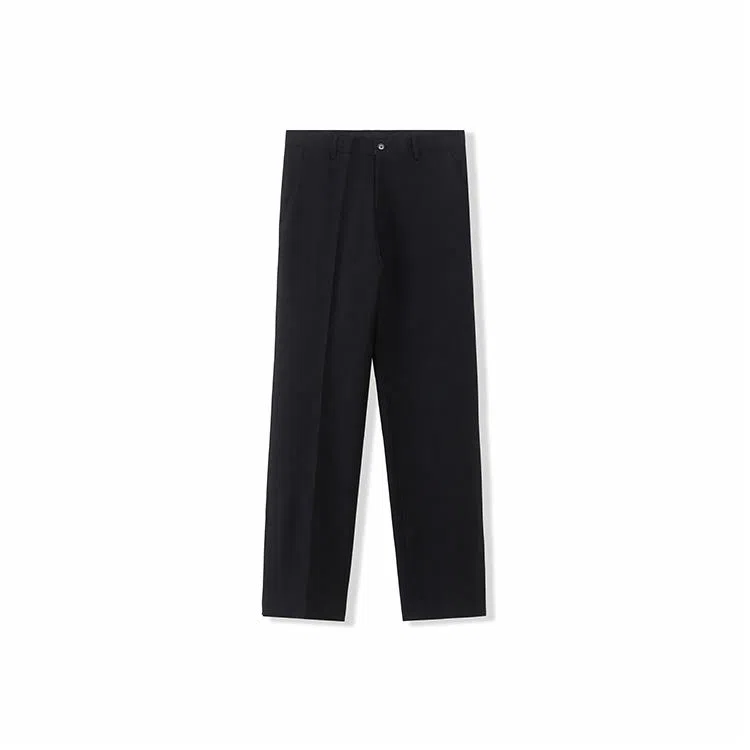 我是大卫 纯色中腰宽松直筒开叉休闲裤 男女同款 黑色