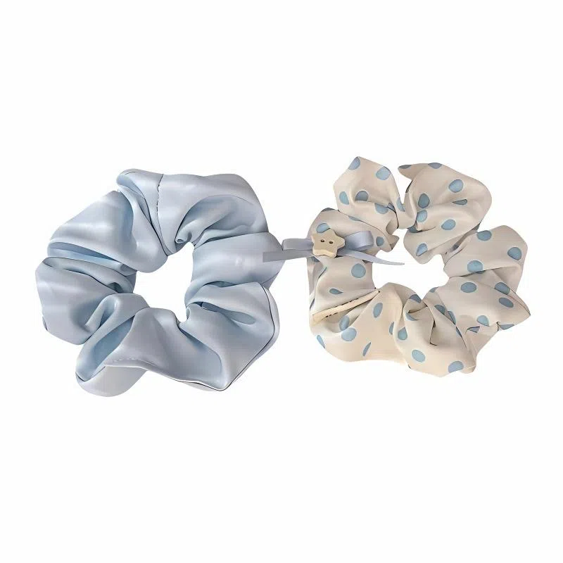 丹琴 小清新慵懒风甜美波点大肠扎发低马尾高级感简约 布艺 发圈 女款