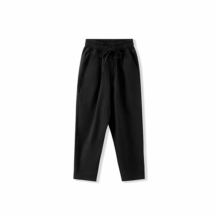 我是大卫 纯色抽绳小脚九分休闲裤 男女同款