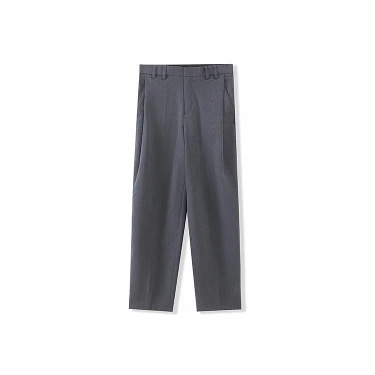 我是大卫 纯色简约合身中腰直筒休闲裤 男女同款