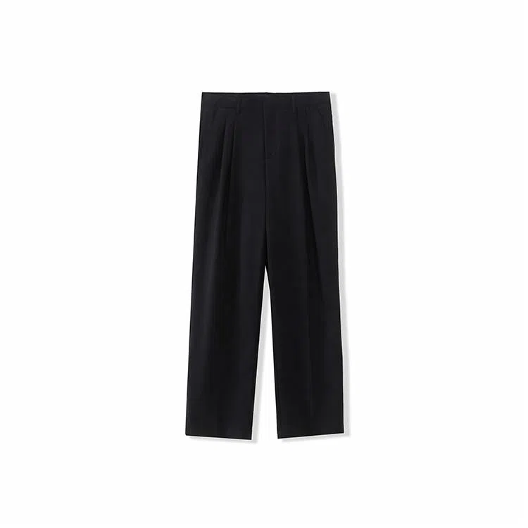 我是大卫 纯色简约直筒松紧休闲裤 男女同款