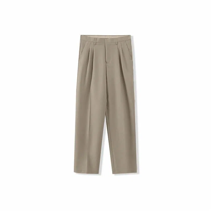 我是大卫 纯色简约直筒松紧休闲裤 男女同款