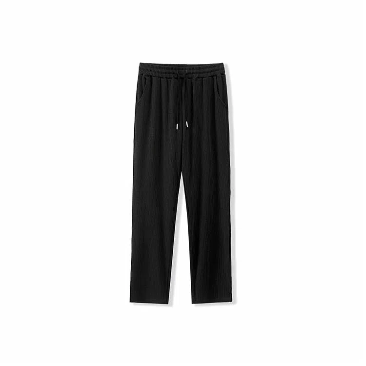 我是大卫 弹力直筒阔腿裤垂感开叉设计西裤休闲裤 男女同款