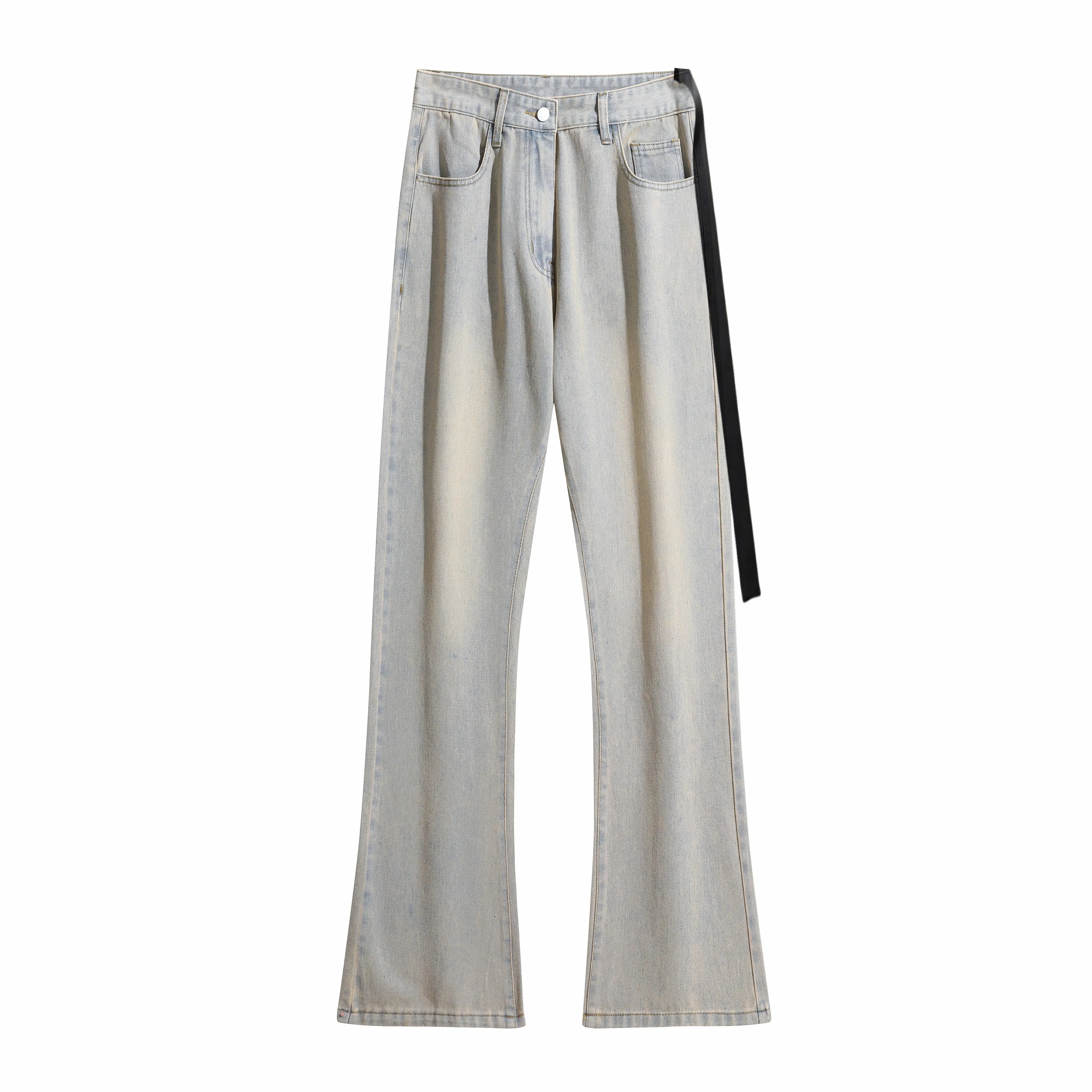 AMBER LIGHT Vintage Washed Loose Straight Jeans Black