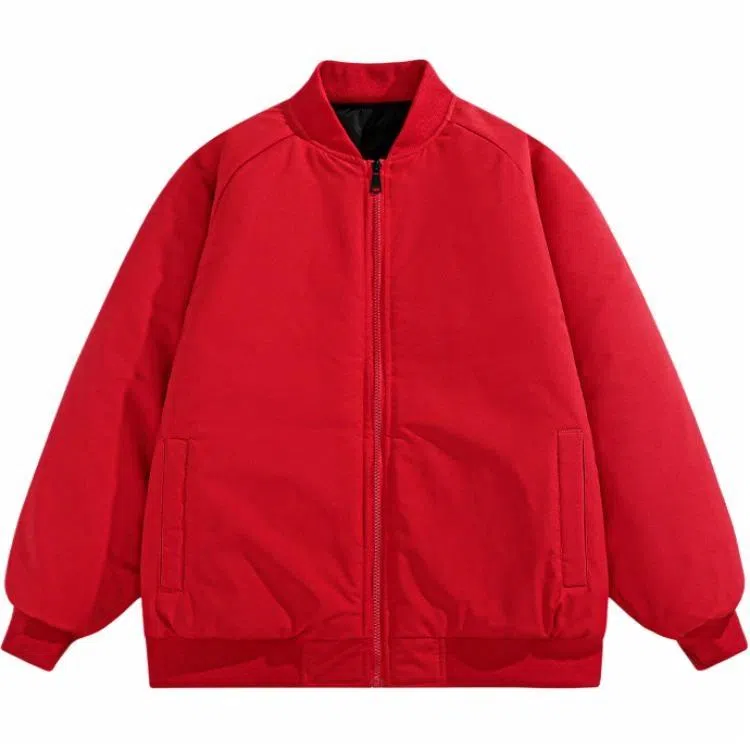 玉儿恋 棒球领宽松休闲飞行夹克加厚保暖棉服 男女同款