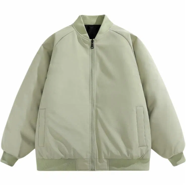 玉儿恋 棒球领宽松休闲飞行夹克加厚保暖棉服 男女同款