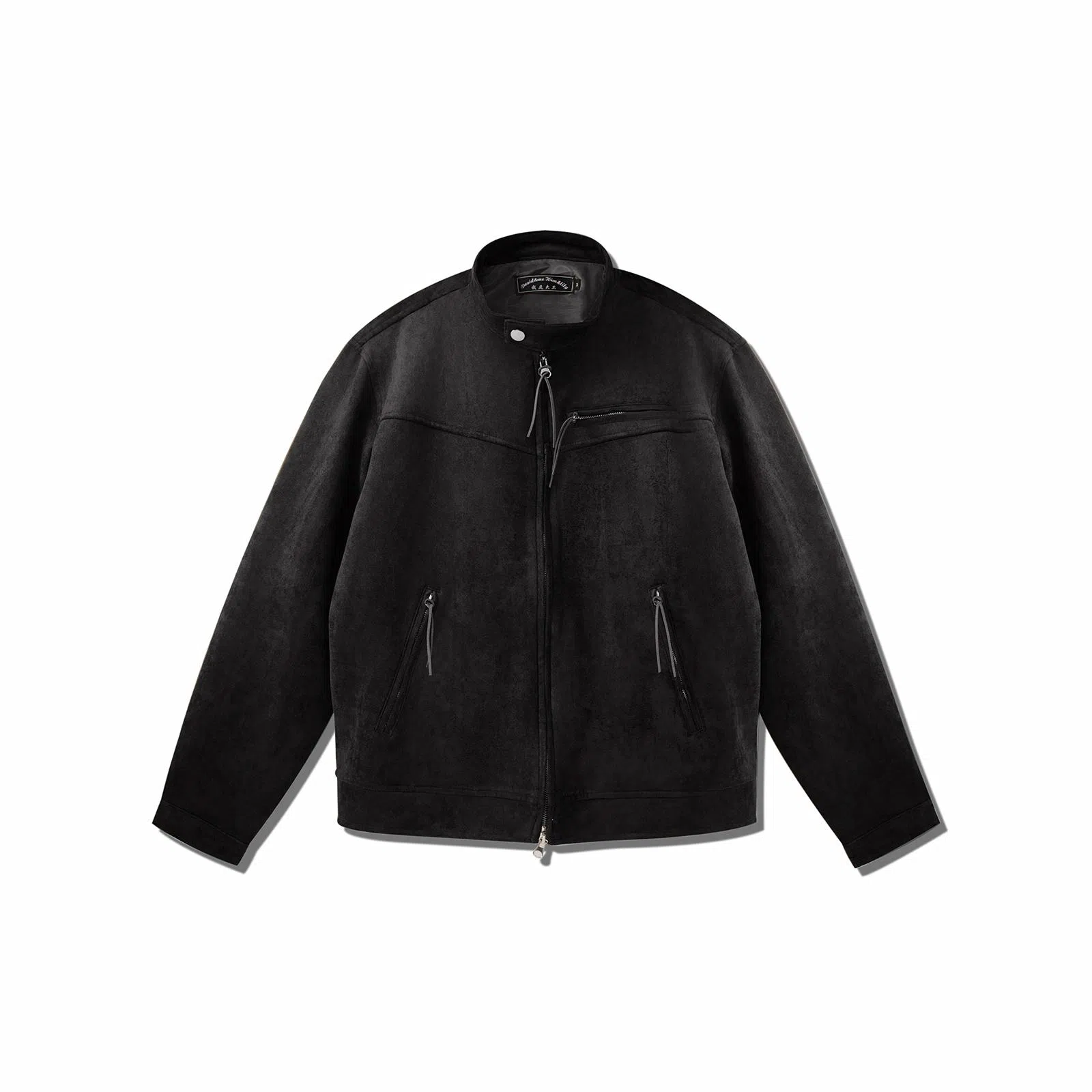 我是大卫 美式复古短款机车服双拉链立领夹克外套 男女同款