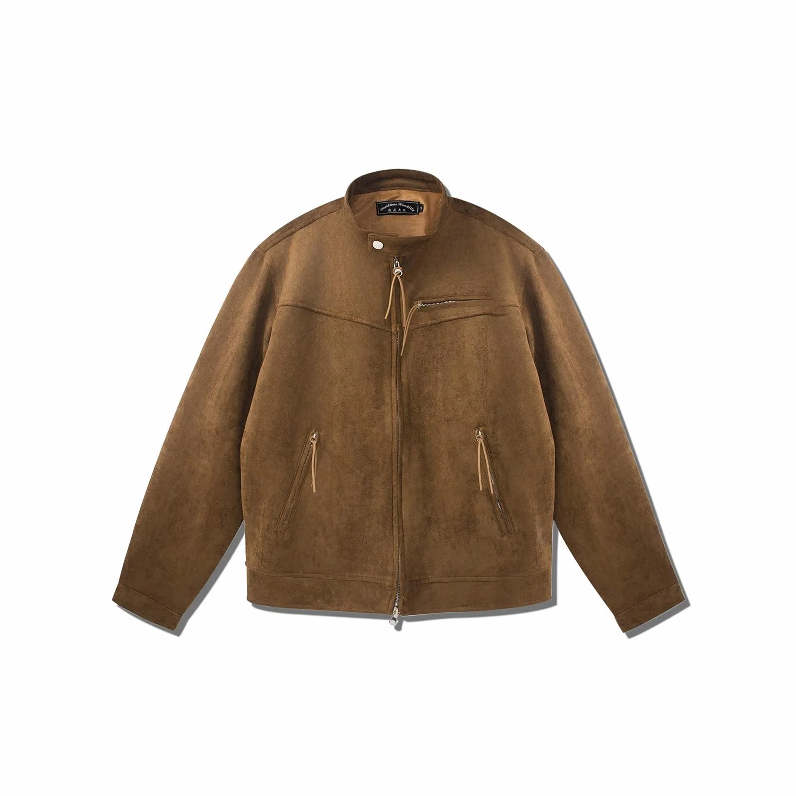 我是大卫 美式复古短款机车服双拉链立领夹克外套 男女同款