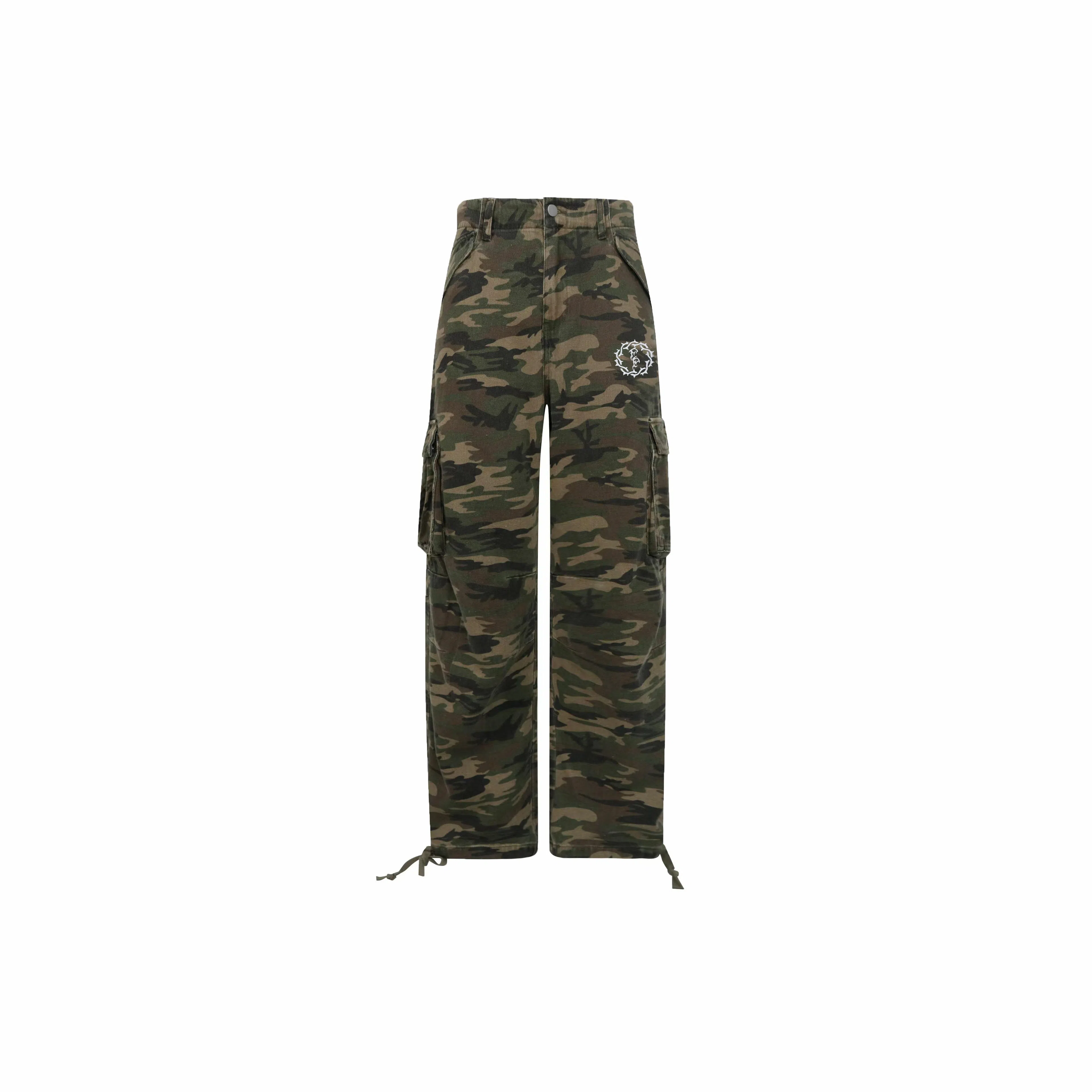 False Perception Washed Zip Cargo Pants Camouflage