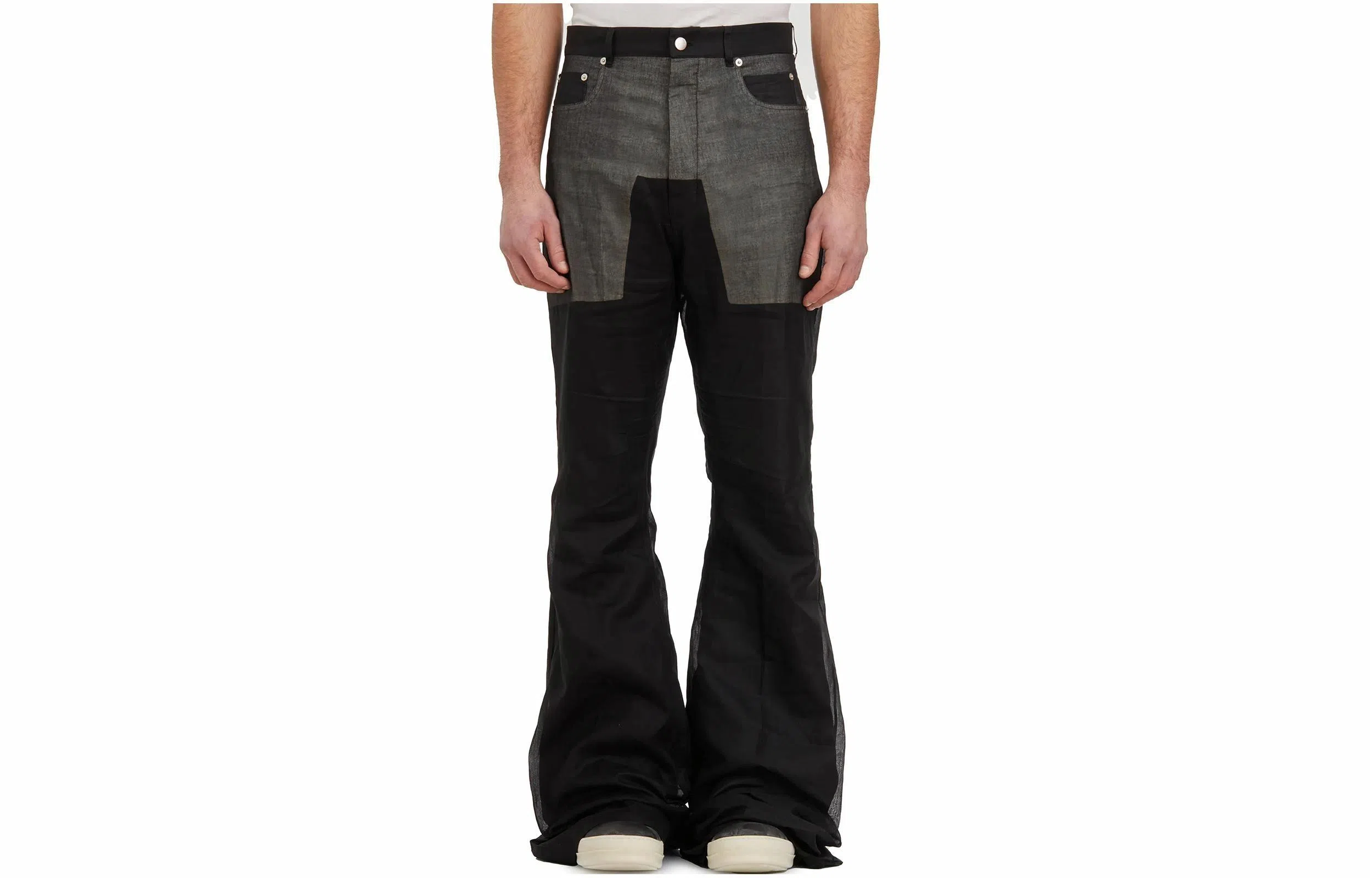 Rick Owens RO Flared Mid-Rise Zip Pants Black