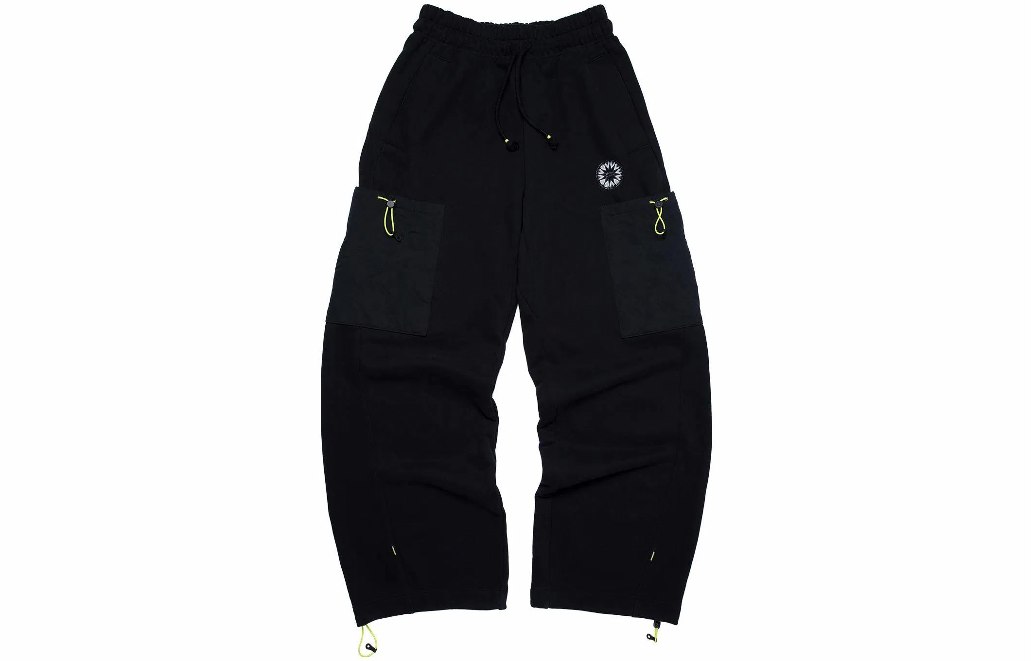 中国李宁 纯色侧袋松紧带直筒休闲裤 男款 黑色