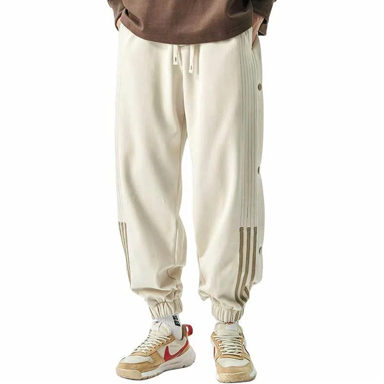 杜克恩 美式重磅排扣宽松休闲裤 男款