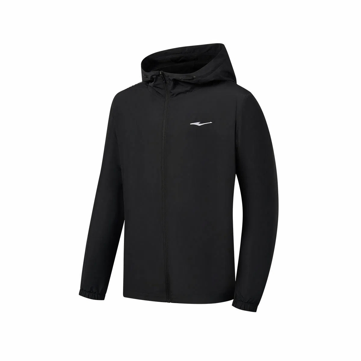 鸿星尔克 综训系列 防泼水防风风壳透气百搭纯色连帽运动通勤风衣外套夹克 男女同款 正黑