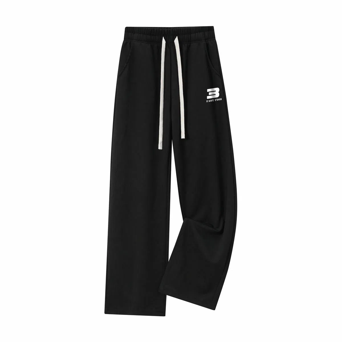 快鱼 户外纯色日常基础款直筒宽松垂感休闲透气吸汗舒适百搭针织运动裤 男女同款