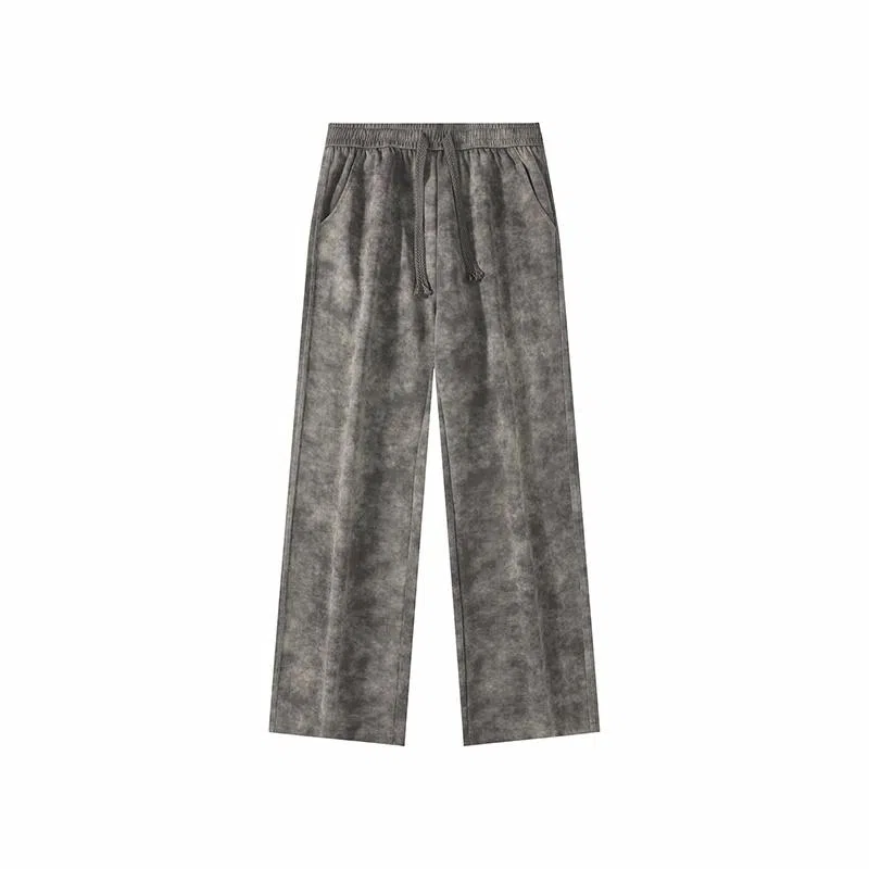 双星八特 扎染脏脏裤宽松直筒美式运动裤子高街长裤休闲裤 男女同款