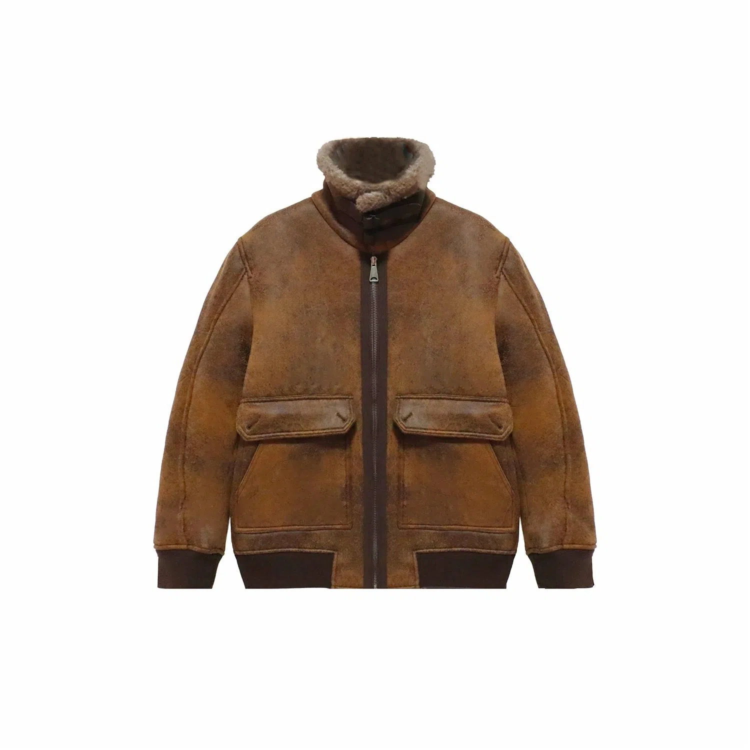 WILD LEADER Suede Shearling Jacket Caramel