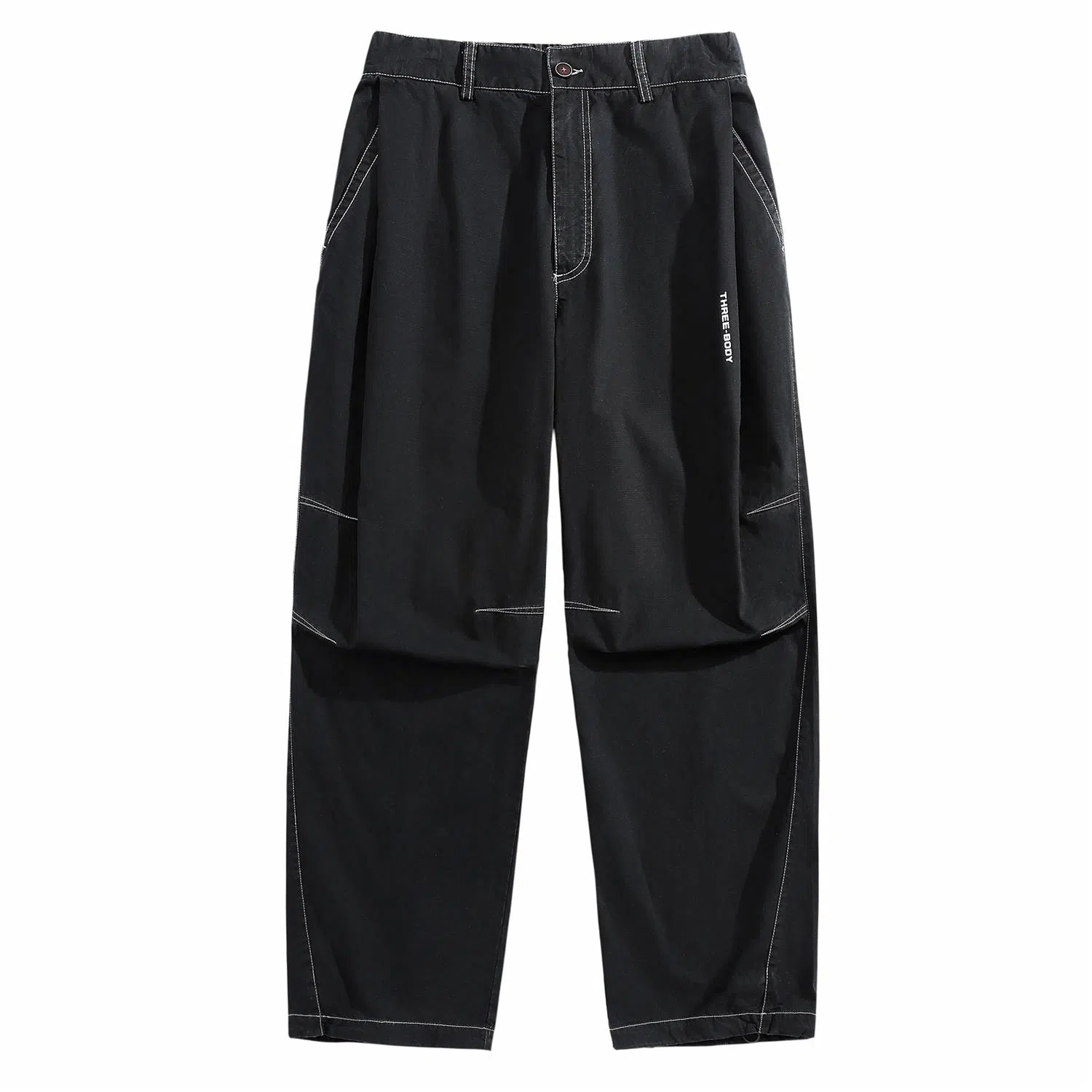 三体 纯色简约拉链美式复古高街潮牌时尚百搭舒适基础款日常学生多巴胺宽松直筒日系户外工装机能风户外防风速干休闲裤 男女同款