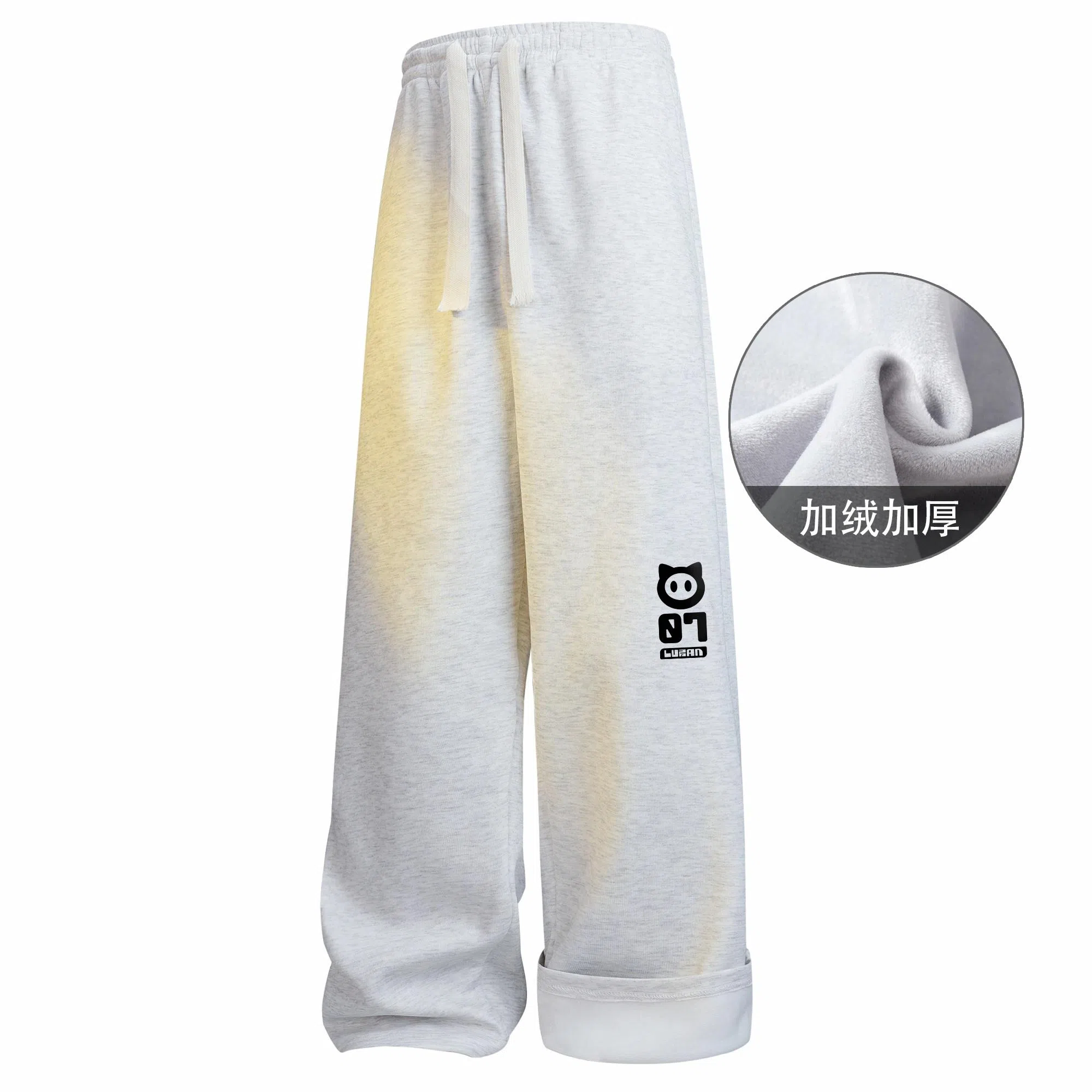 王者荣耀 鲁班七号星空梦想款 内里保暖加绒加厚直筒阔腿长裤宽松百搭亲肤舒适字母印花潮流个性学院风休闲裤 男女同款