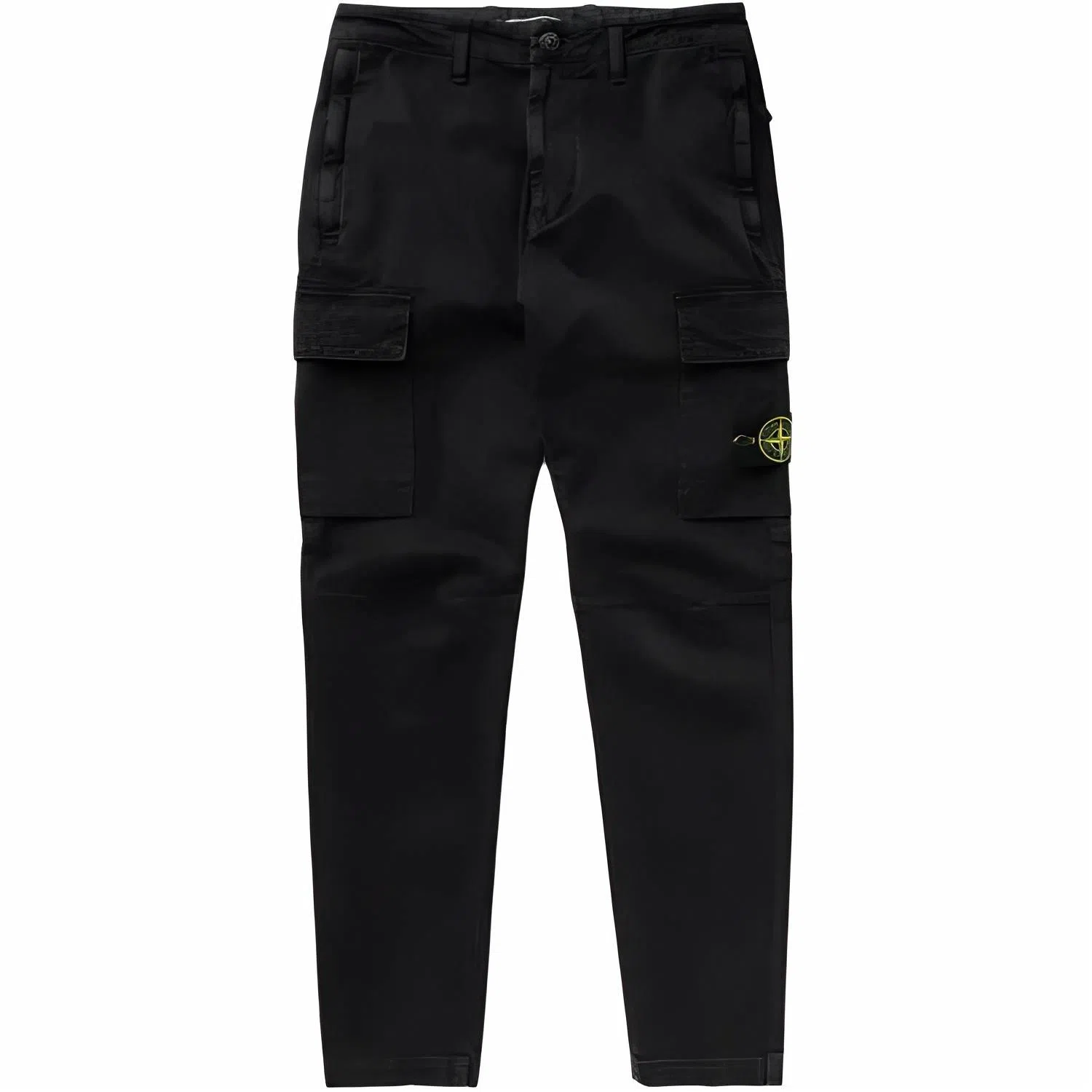 Stone Island Logo Zip Tapered Pants Black