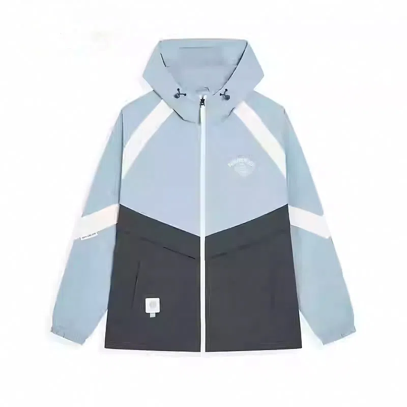 特步 运动生活系列篮球系列 拼色字母拉链连帽舒适透气百搭宽松风衣 男款 烽烟蓝/牛角灰/山月白