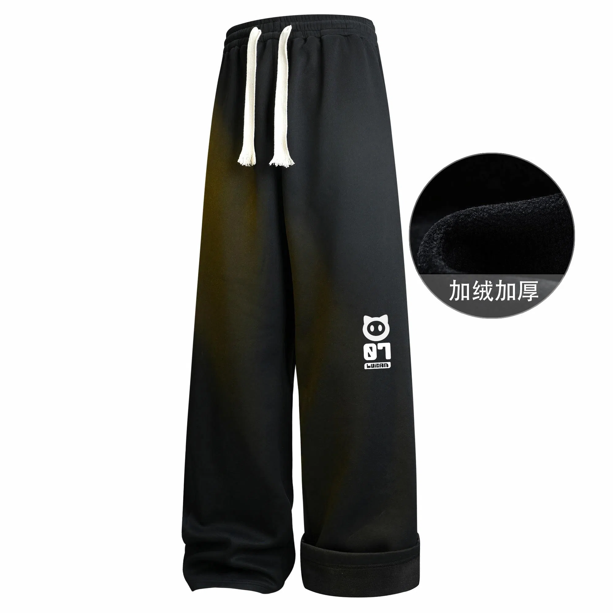 王者荣耀 鲁班七号星空梦想款 内里保暖加绒加厚直筒阔腿长裤宽松百搭亲肤舒适字母印花潮流个性学院风休闲裤 男女同款
