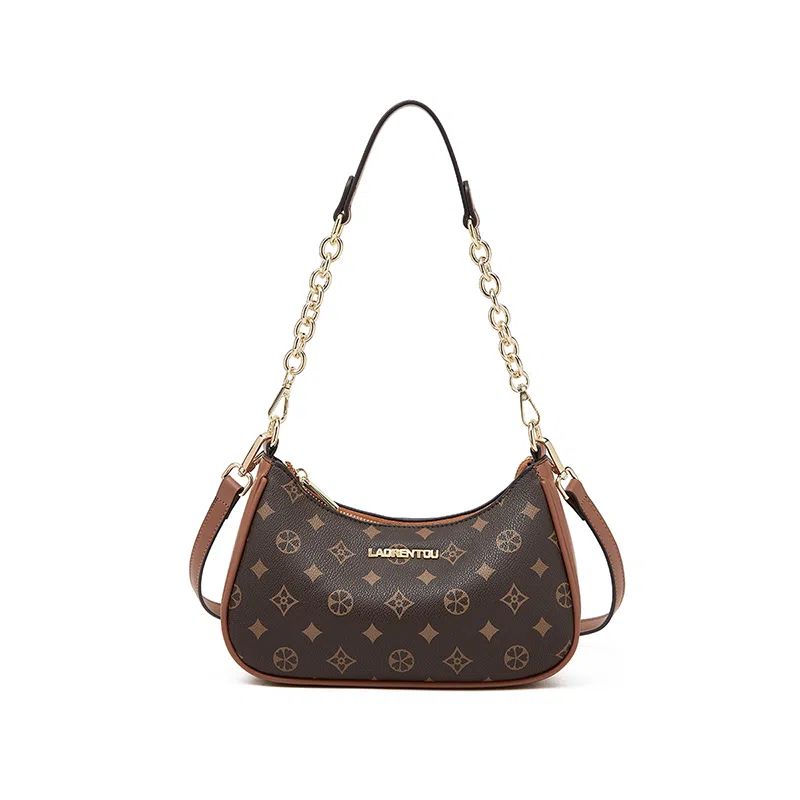 老人头 时尚复古通勤百搭精致饺子包 合成革 斜挎单肩包 常规 女款 咖色