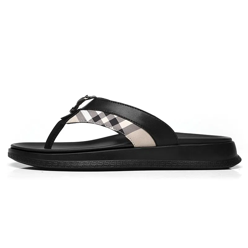 木林森 时尚简约 通勤个性 橡胶底人字拖鞋 男款 黑色