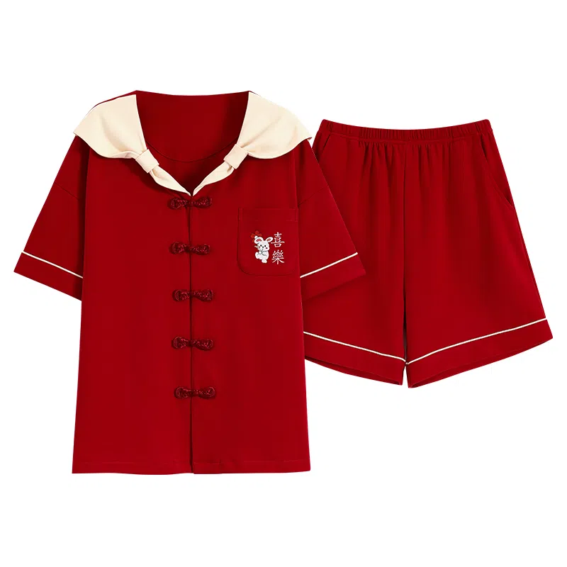 莫代尔 个性轻盈透气时尚简洁翻领开衫休闲百搭睡衣套装 男女同款