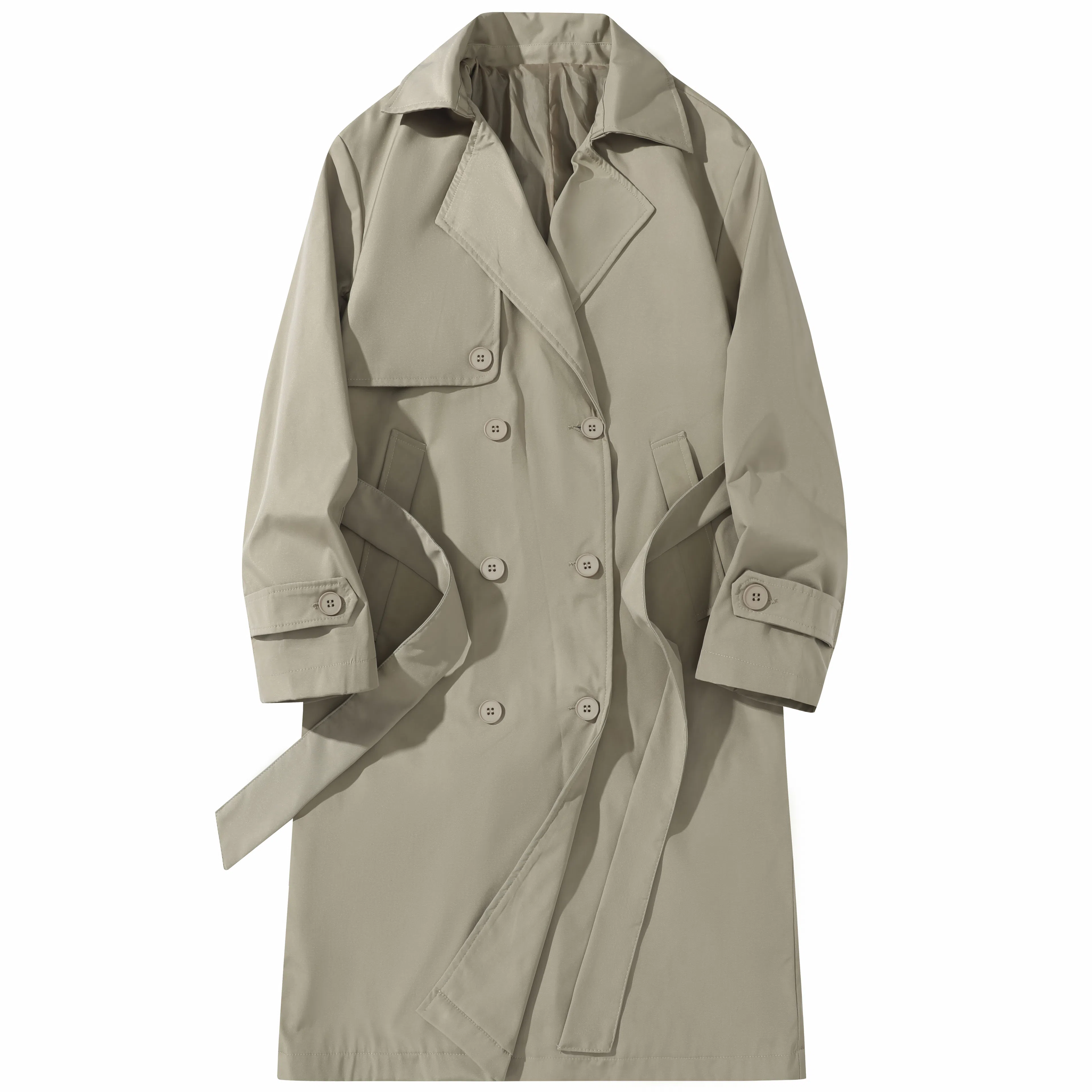 美式复古百搭防风可拆卸腰带风衣 男女同款