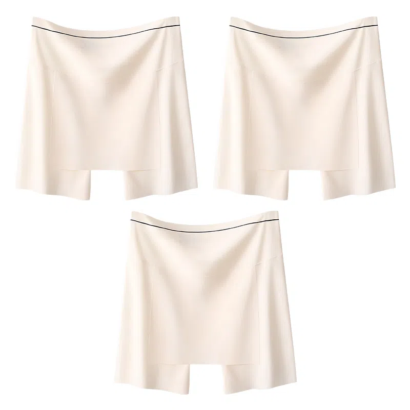 二三二三 凉感防走光免穿内裤无痕裸感高弹亲肤舒适透气不卷边四角裤撞色时尚百搭简约打底裤 女款 组合装