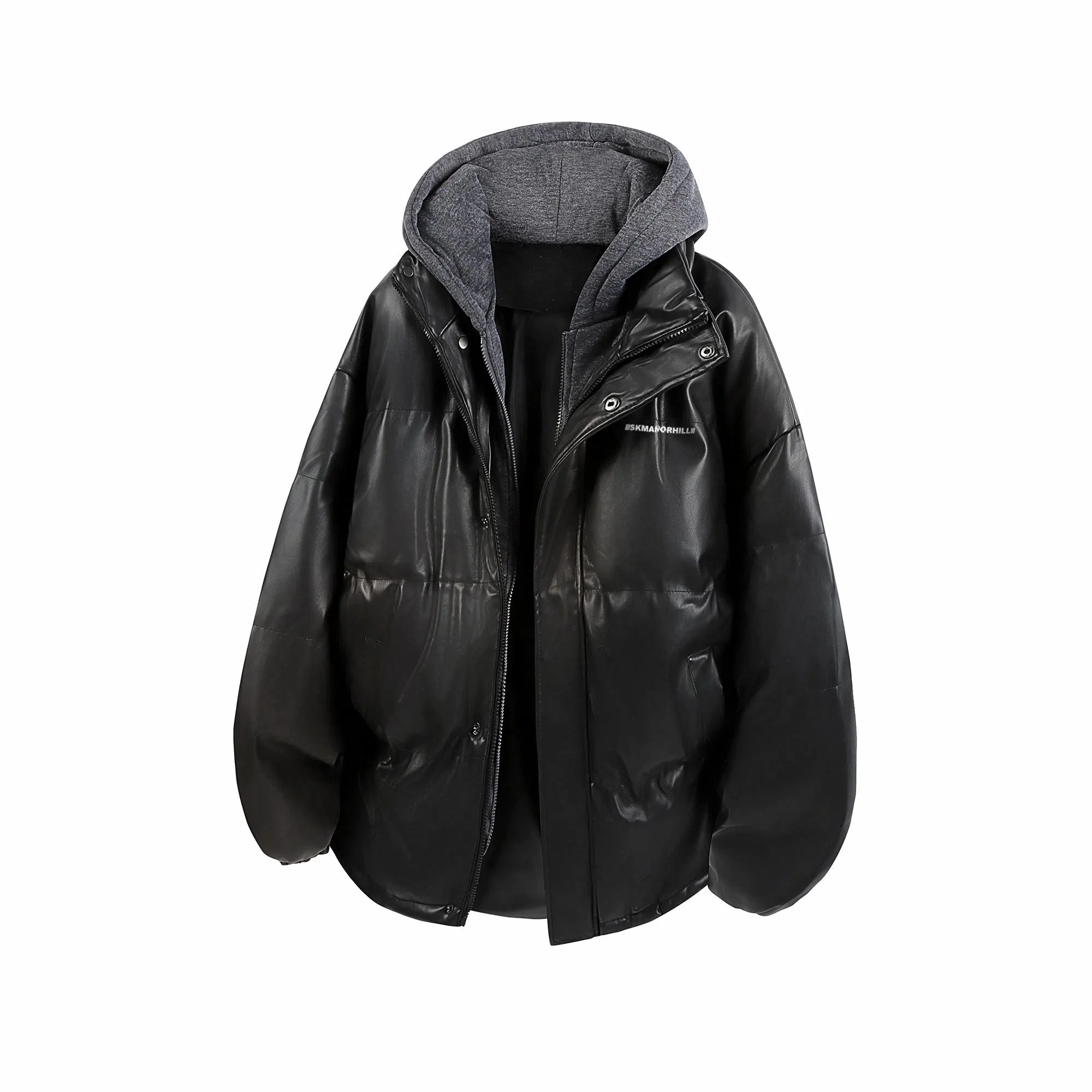 s.k. manor hill PU Leather Padded Jacket