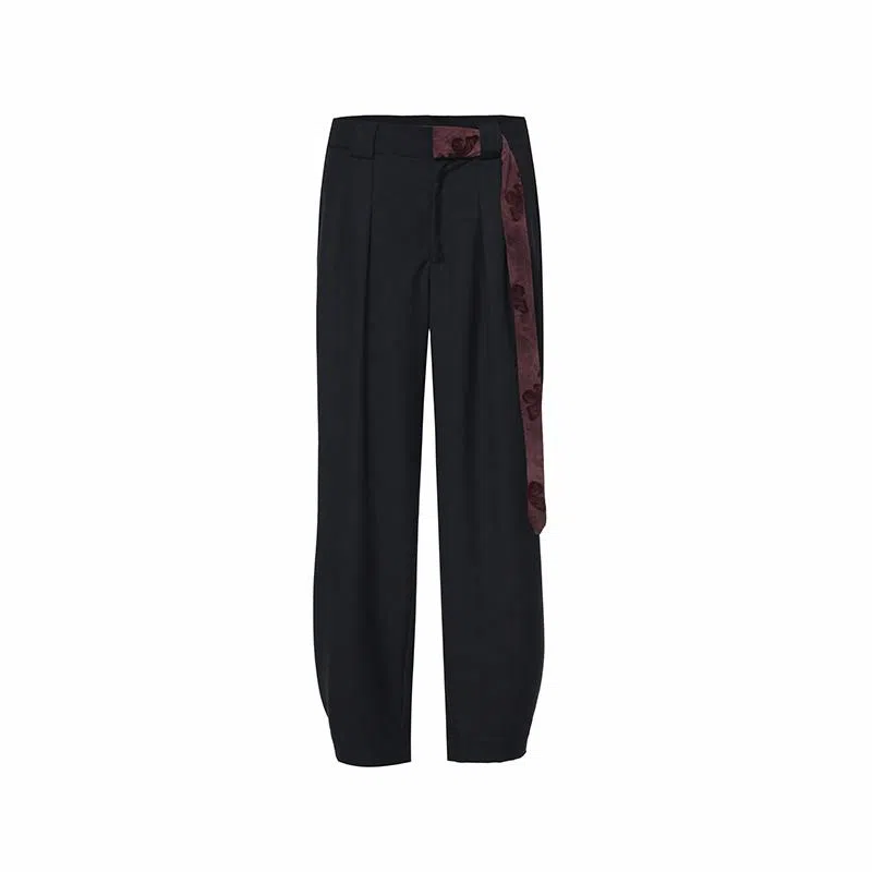 Sansheng Liubu Black Straight-Leg Pants
