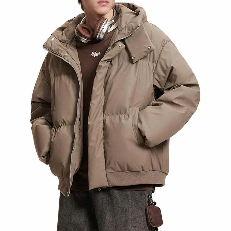 物质公式 美式复古高街云朵泡芙舒适机能图案宽松休闲加厚保暖连帽外套潮牌潮流学院风氛围感设计感面包服棉服 男女同款