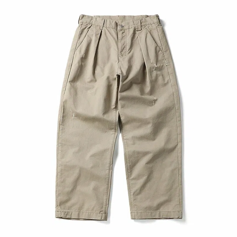 赞仕 美式复古重工水洗纯色直筒高街宽松休闲裤 男款