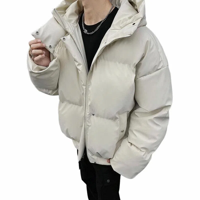 物质公式 美式复古高街云朵泡芙舒适机能图案宽松休闲加厚保暖连帽外套潮牌潮流学院风氛围感设计感面包服棉服 男女同款