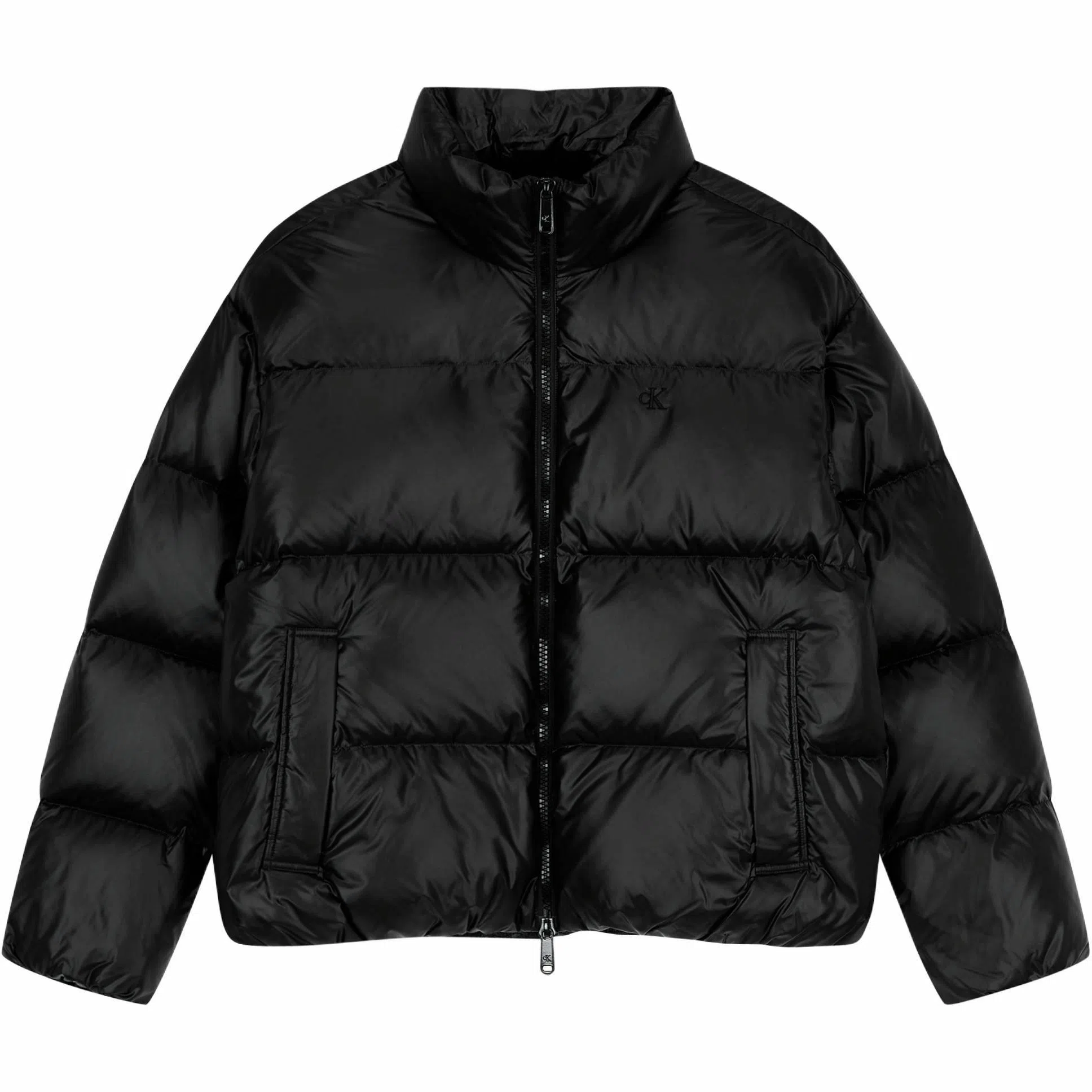 CALVIN KLEIN Jeans Short Loose Zip Cotton Jacket Black