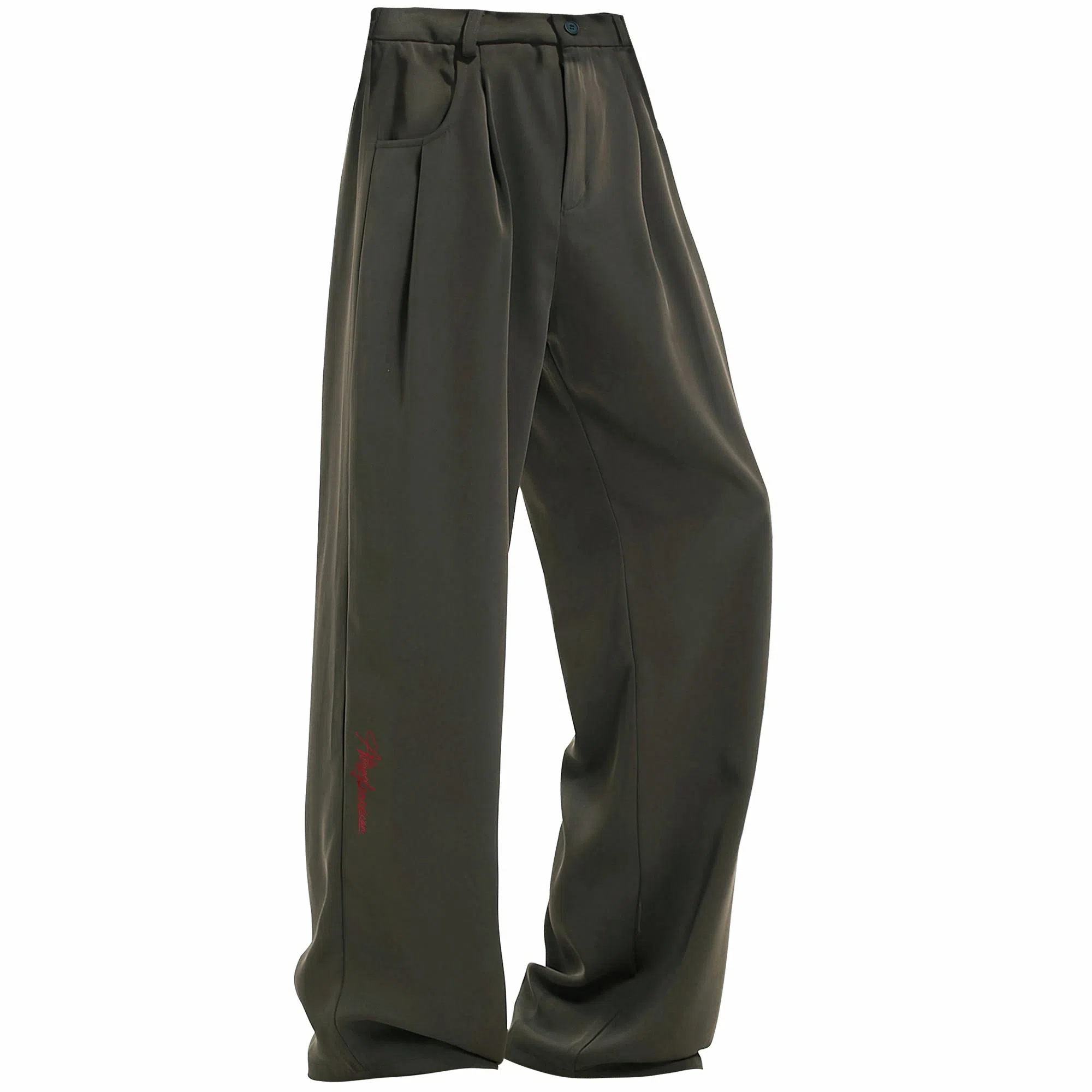 稻草人 美式高街基础纯色褶皱设计宽松垂感直筒户外降落伞兵简约运动百搭冰感系带休闲裤 男女同款