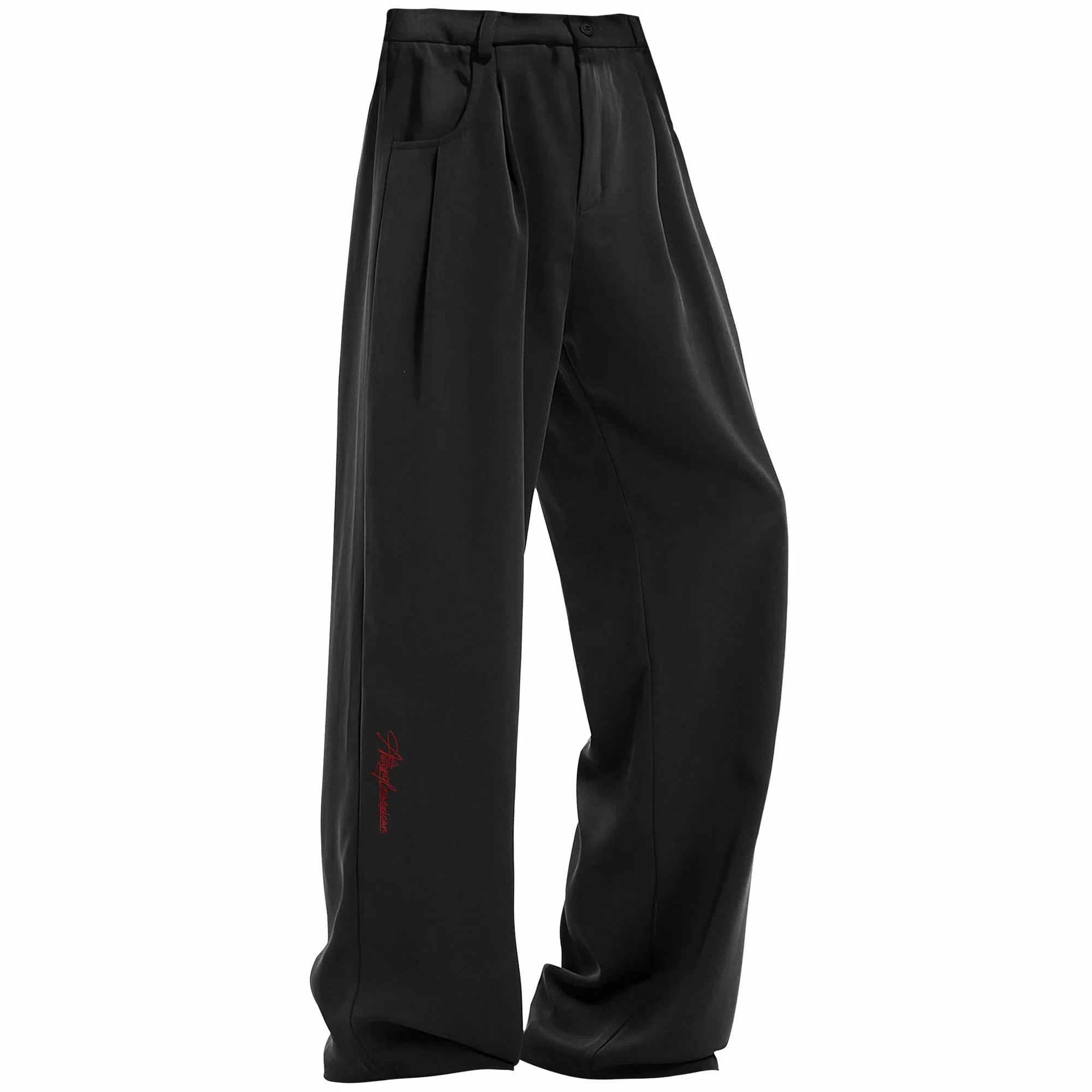 稻草人 美式高街基础纯色褶皱设计宽松垂感直筒户外降落伞兵简约运动百搭冰感系带休闲裤 男女同款