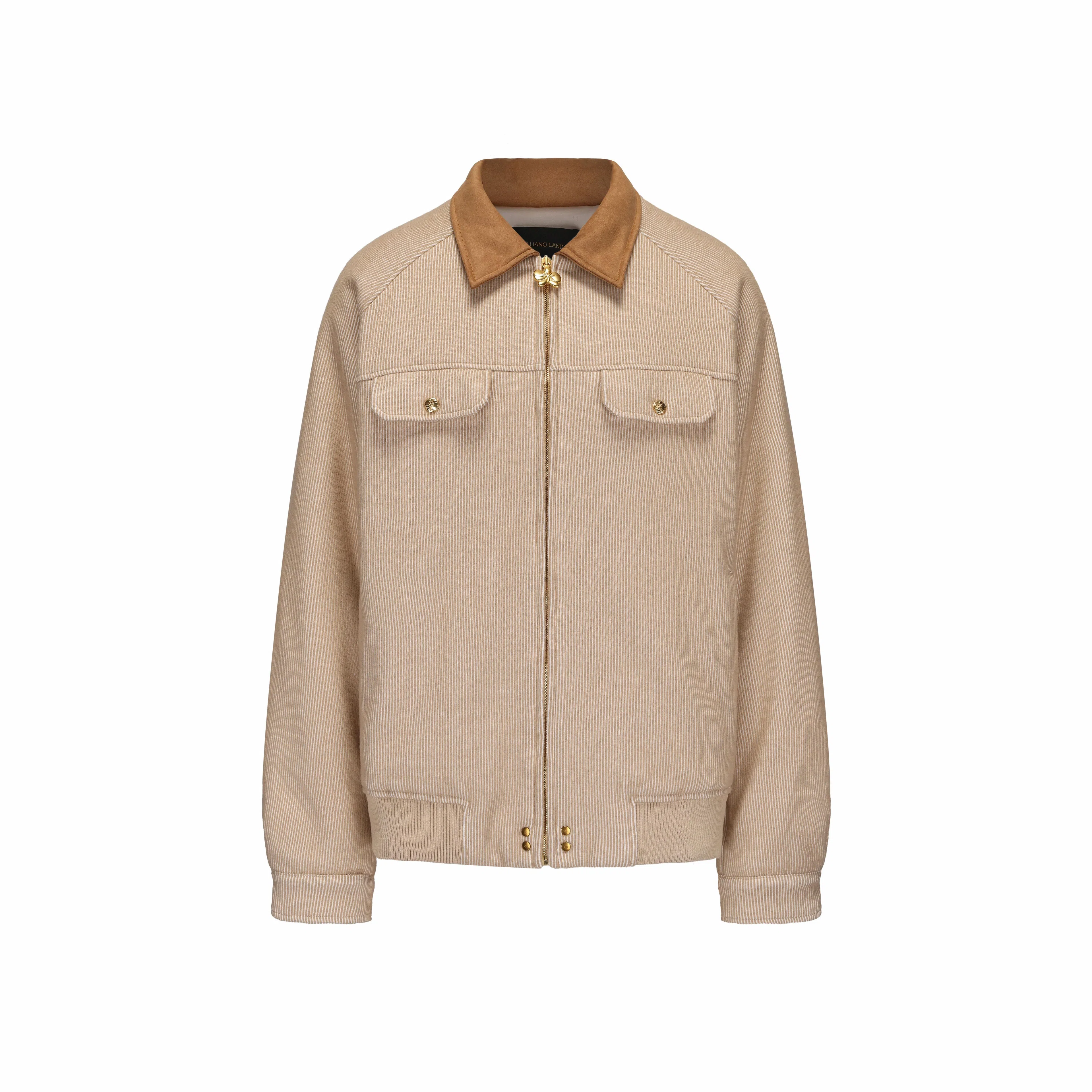 GALLIANO LANDOR Wool Corduroy Zip Jacket Khaki