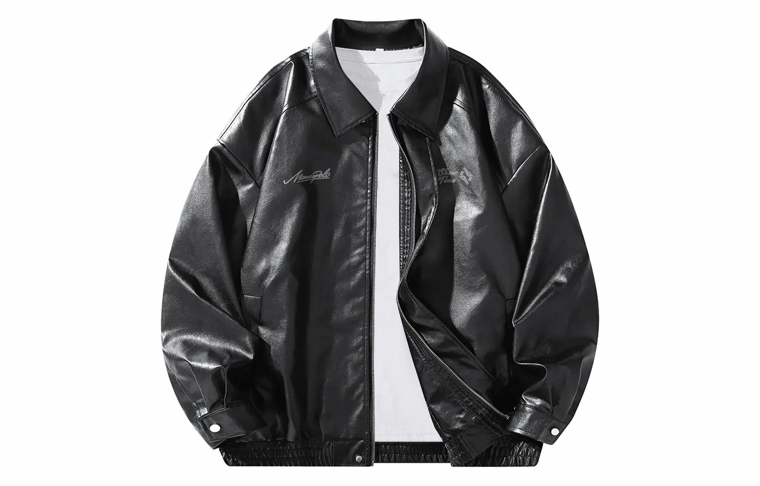 王者荣耀 马可波罗款 美式复古基础简约字母印花宽松纯色舒适皮衣 男女同款