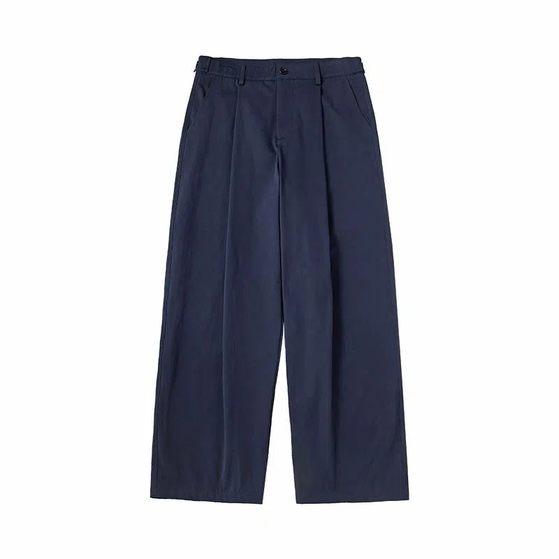 膨胀潮牌 弹力褶皱阔腿宽松纯色复古舒适百搭休闲裤 男女同款