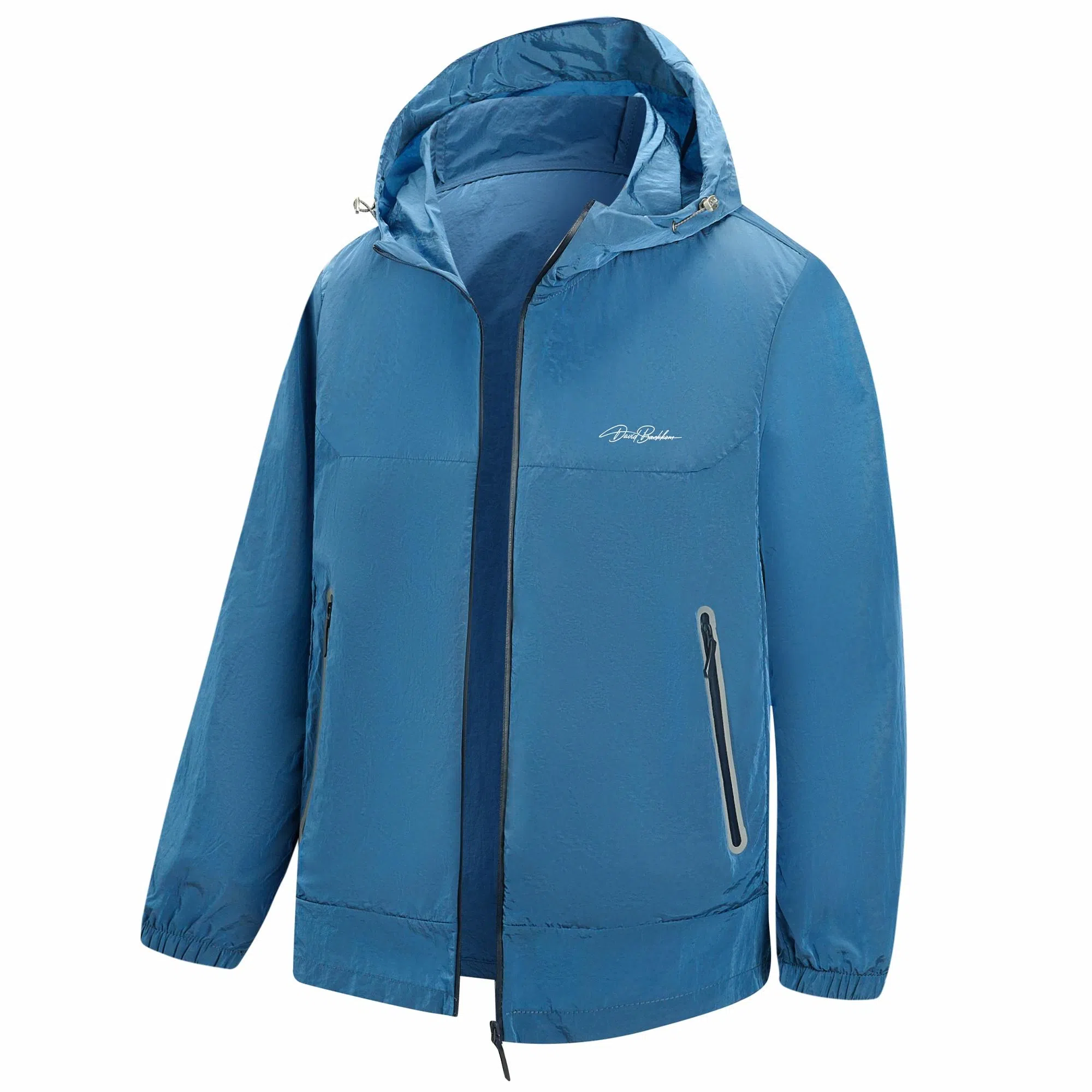 大卫贝肯 户外轻薄凉感速干字母宽松休闲防晒连帽风衣 男女同款 绿色