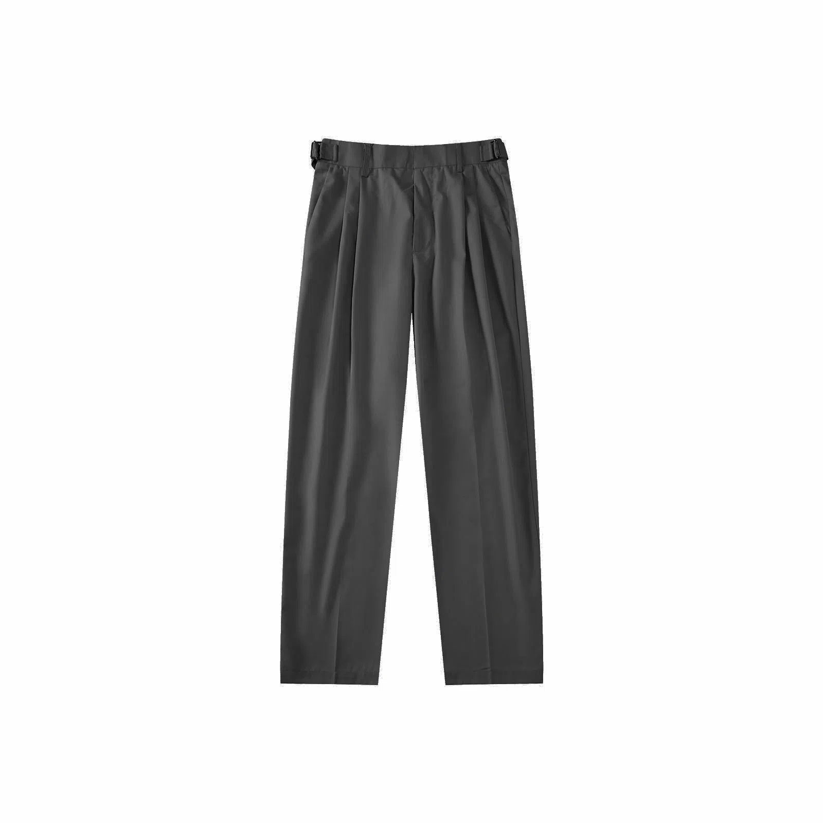 我是大卫 美式褶皱直筒侧边可调节腰带垂坠感免烫宽松休闲裤 男女同款