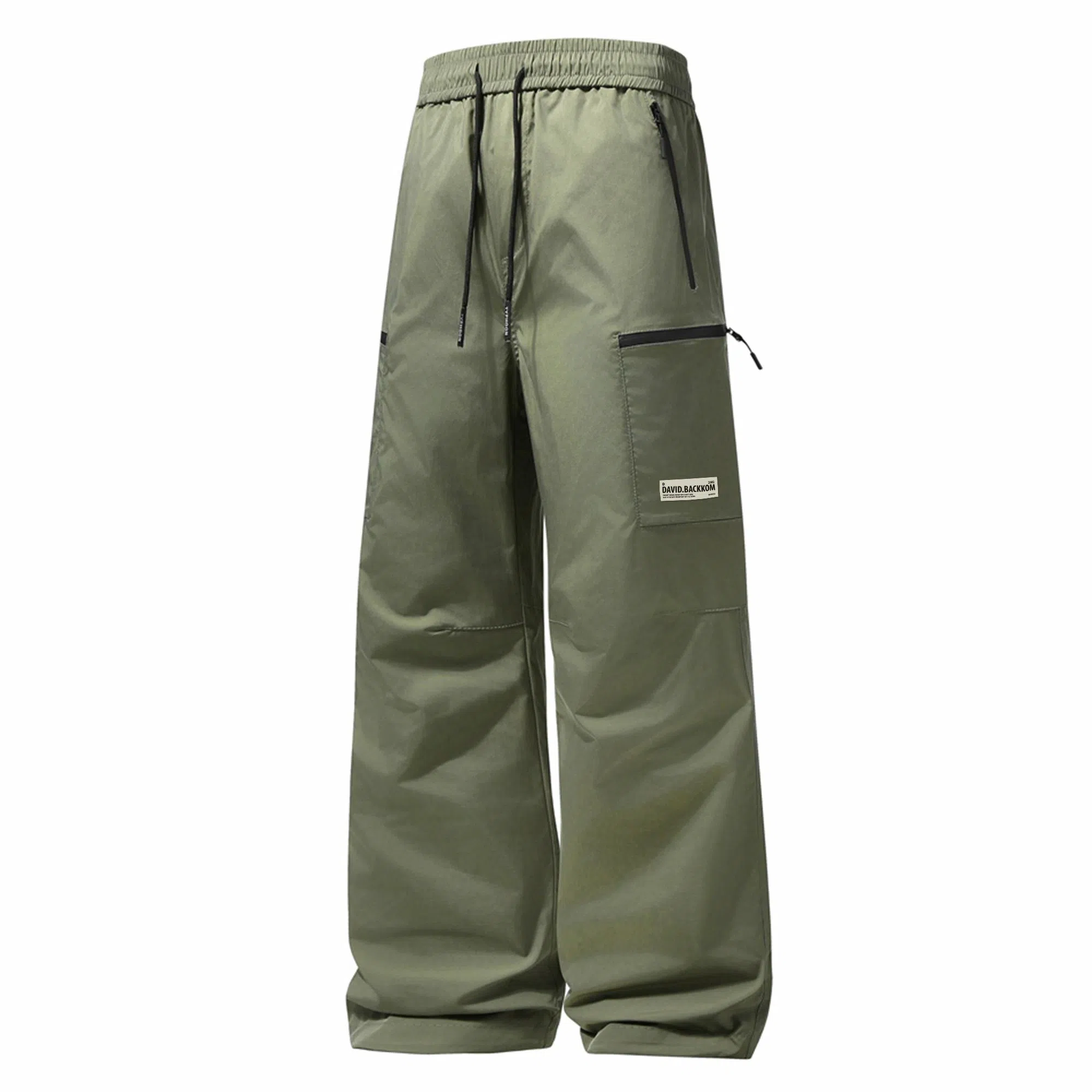 大卫贝肯 美式复古简约纯色百搭宽松舒适户外出行防风防水休闲工装裤 男女同款 黑色