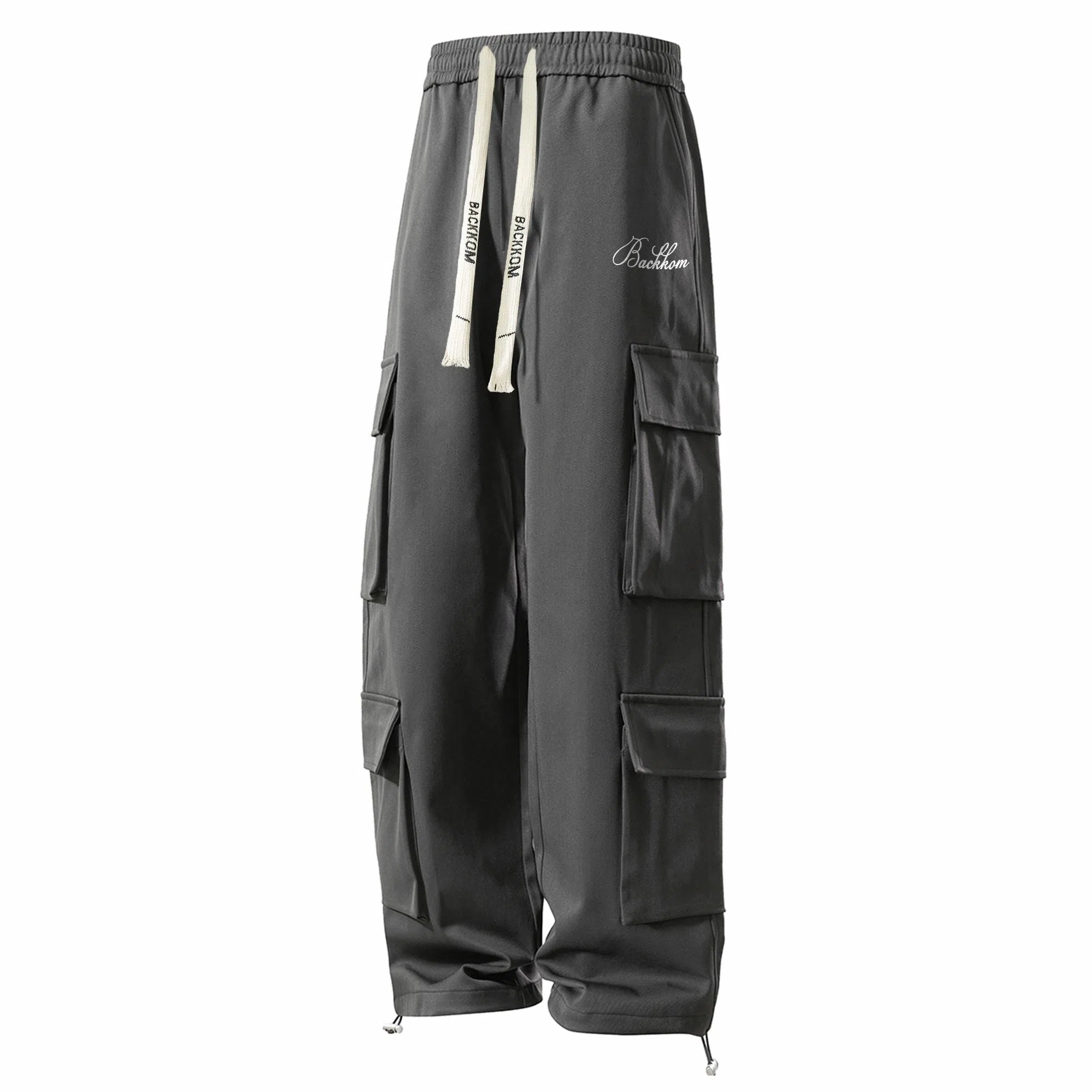 大卫贝肯 美式复古字母刺绣抽绳简约宽松机能风直筒户外通勤多口袋工装裤 男女同款