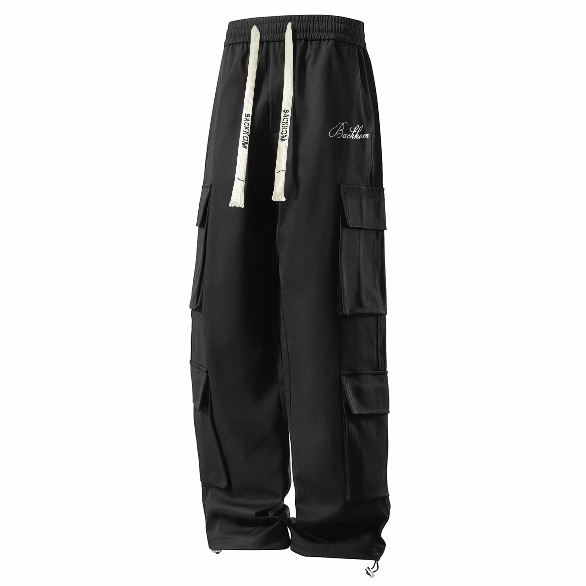 大卫贝肯 美式复古字母刺绣抽绳简约宽松机能风直筒户外通勤多口袋工装裤 男女同款