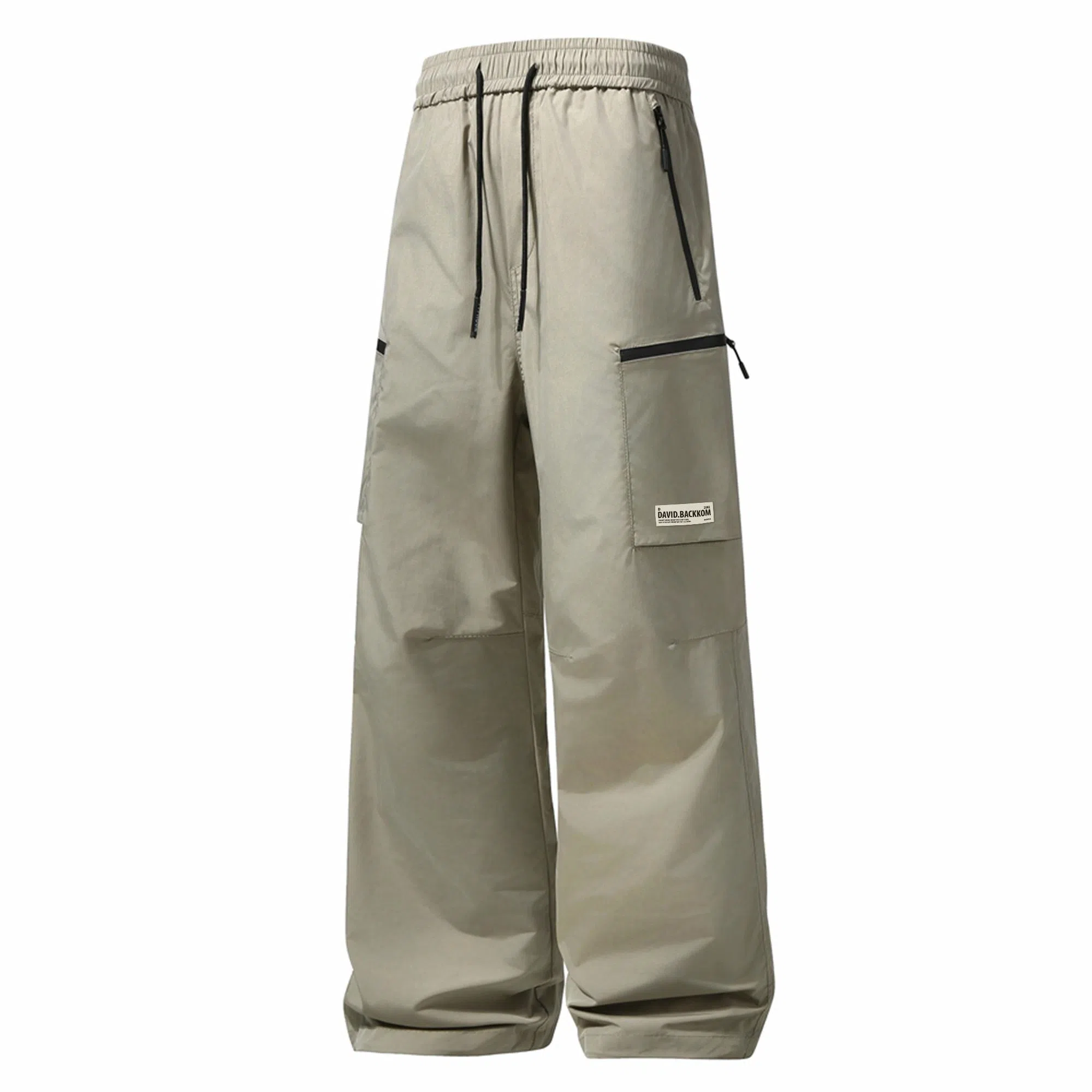 大卫贝肯 美式复古简约纯色百搭宽松舒适户外出行防风防水休闲工装裤 男女同款 黑色