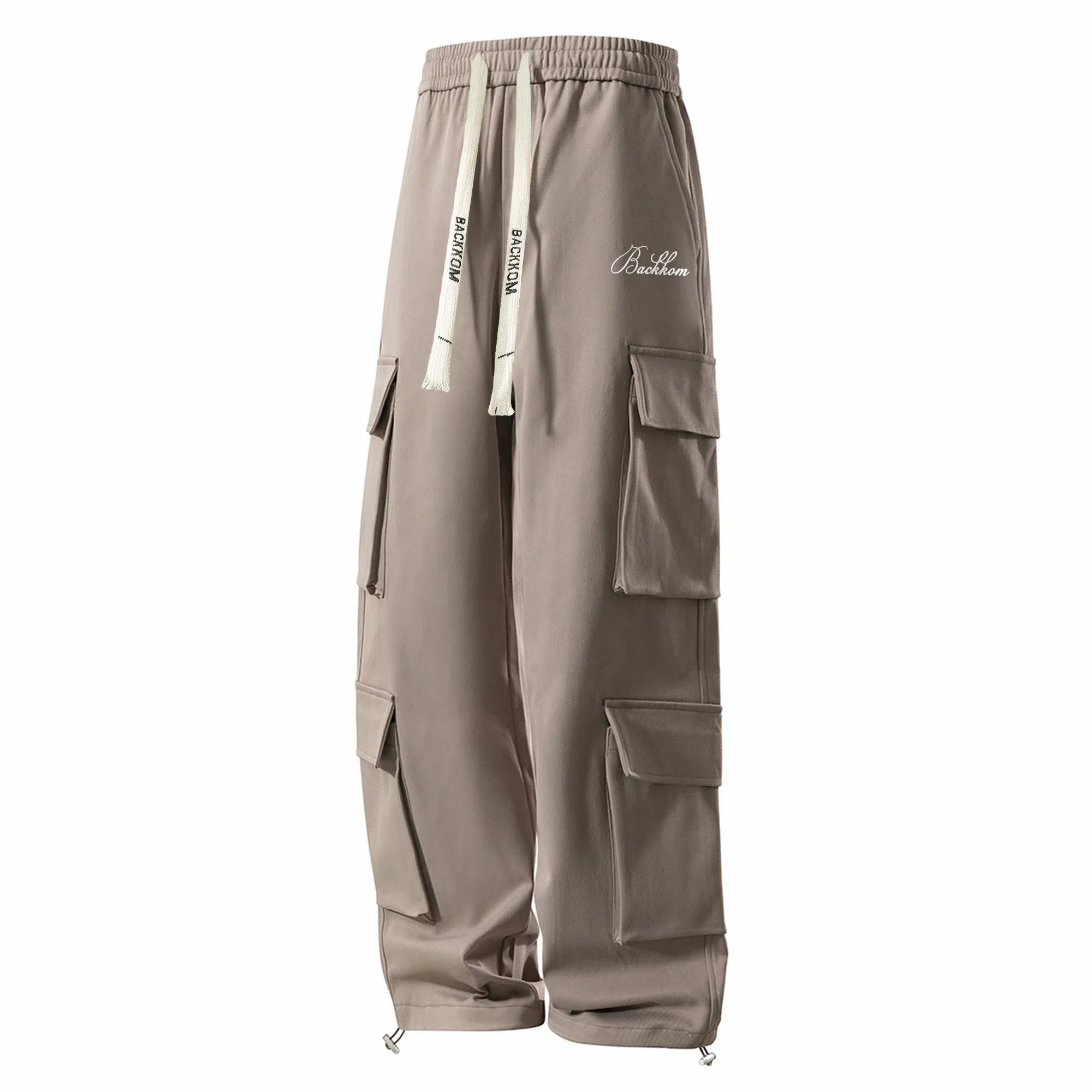 大卫贝肯 美式复古字母刺绣抽绳简约宽松机能风直筒户外通勤多口袋工装裤 男女同款