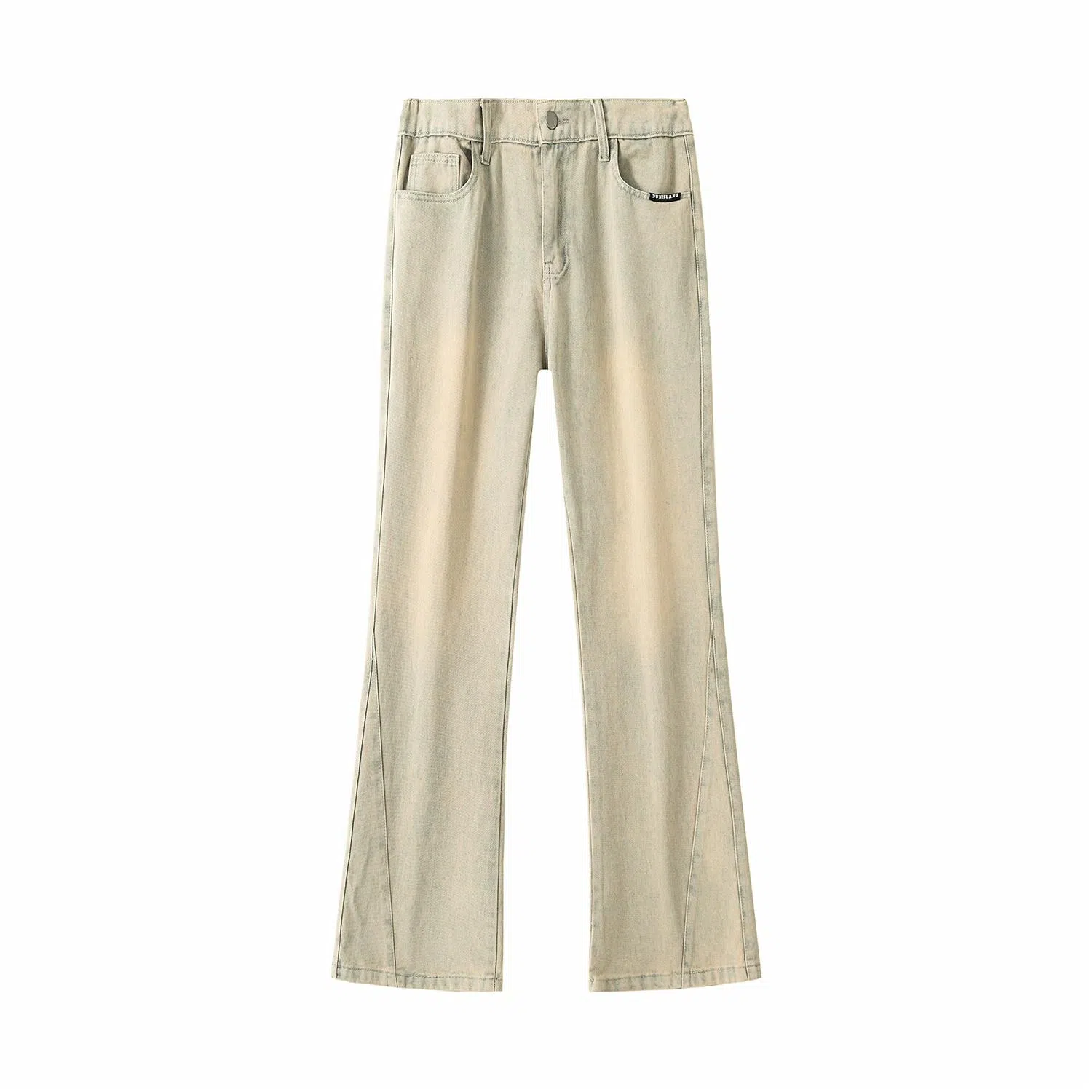 敦煌博物馆 美式复古废土风垂感舒适简约水洗做旧黄泥染微喇牛仔裤 男女同款